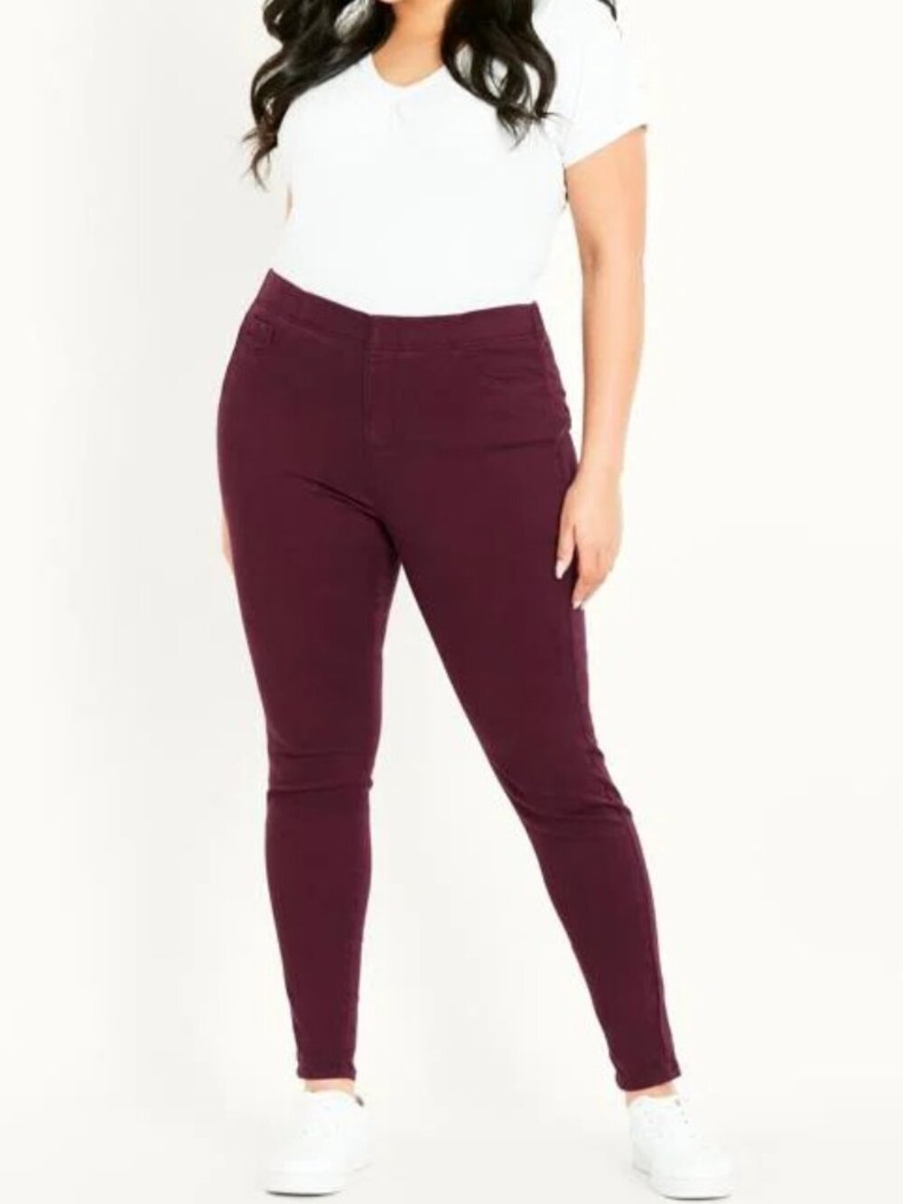 SIZE:18/20 ASHLEY STEWART WINE PONTELLE PULL ON LEGGINGS
